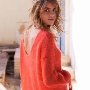 Sezane Dickey Bright Orange lightweight mohair sweater